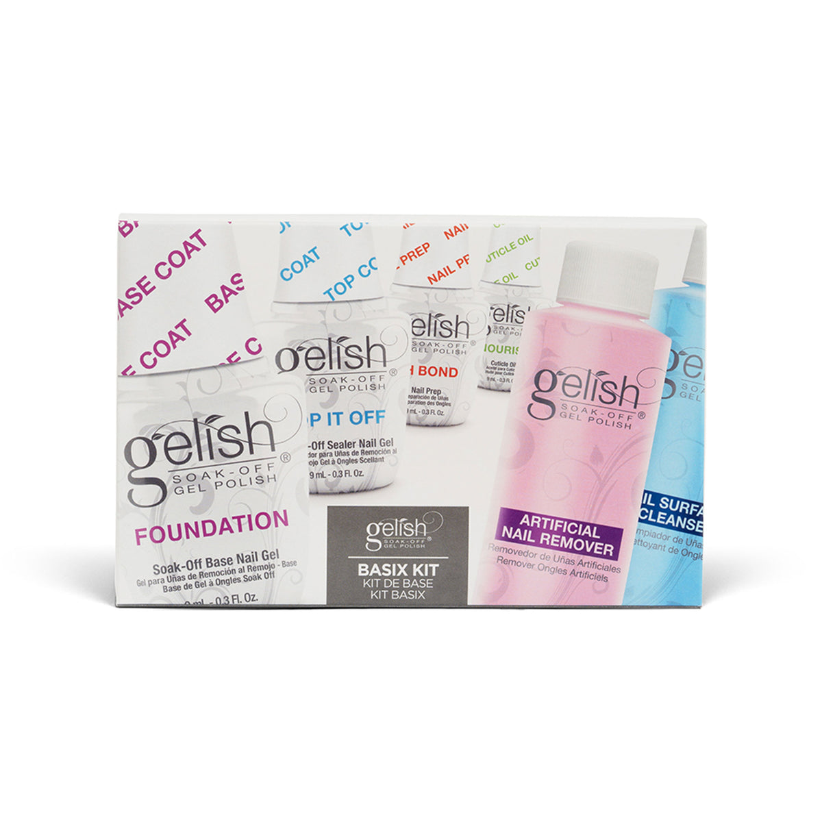 Gelish 18G Plus Comfort Cure LED Cure Light w/Soak Off Gel Nail Polish Basix Kit