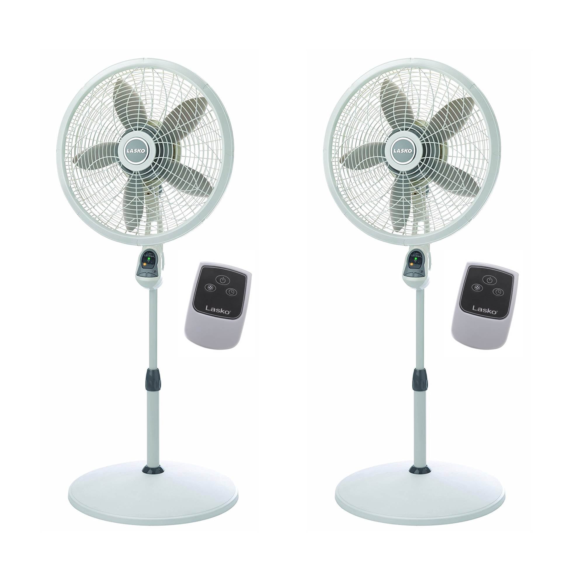 Lasko 18 Inch Elegance Performance Oscillating Pedestal Fan w/ Remote (2 Pack) - VMInnovations