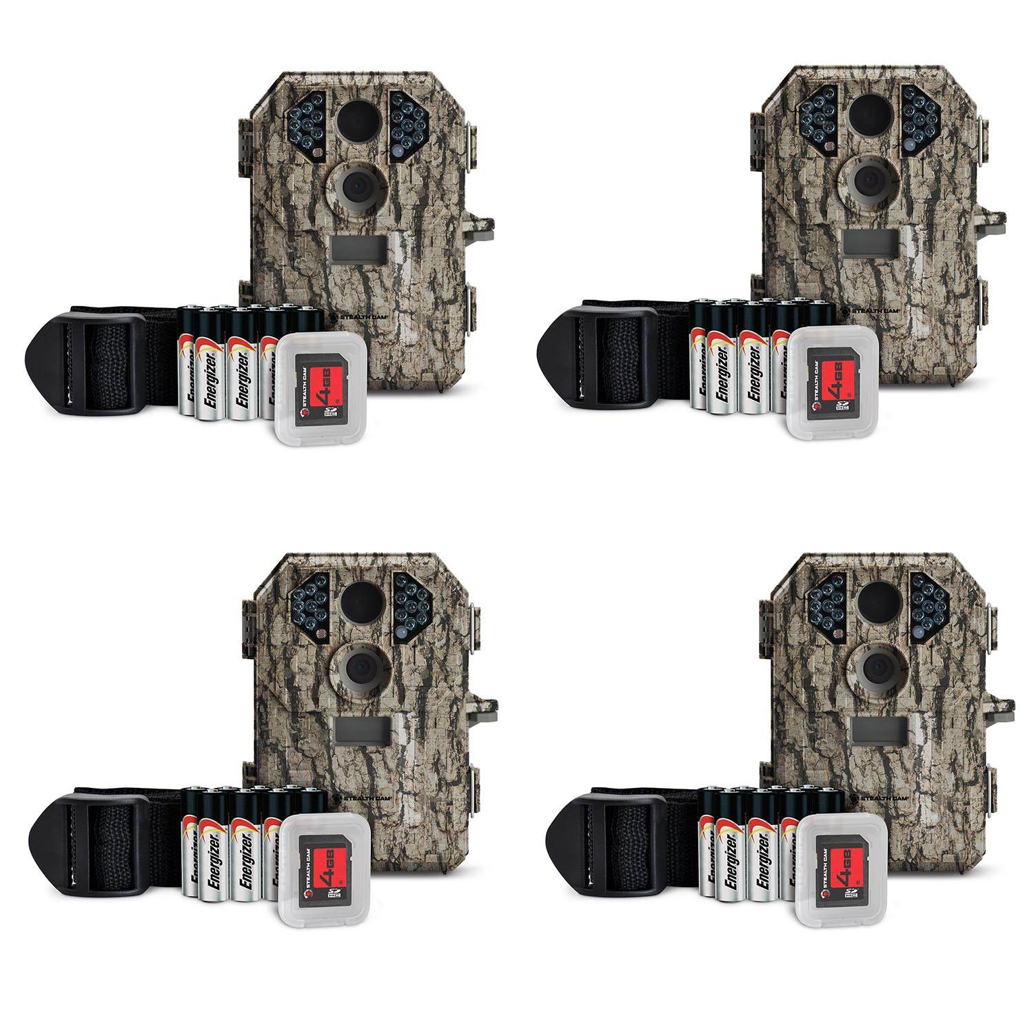 Stealth Cam 7MP Infrared Scouting Game Trail Camera w/ SD Card (4 Pack) | P18CMO
