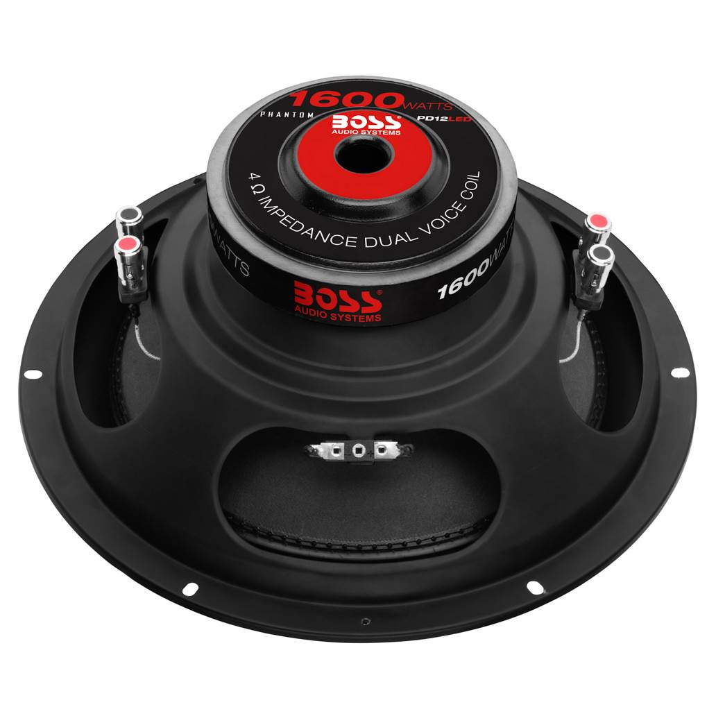 Crunch 1000W Exclusive Blue Amplifier + 12 in. 1600W Subwoofer (2 Pack) + Wiring