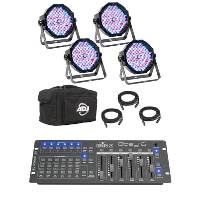 American DJ Mega Flat Pak Plus with UV LED Set + Chauvet Obey 6 DMX Controller