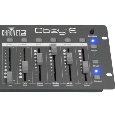 American DJ Mega Flat Pak Plus with UV LED Set + Chauvet Obey 6 DMX Controller