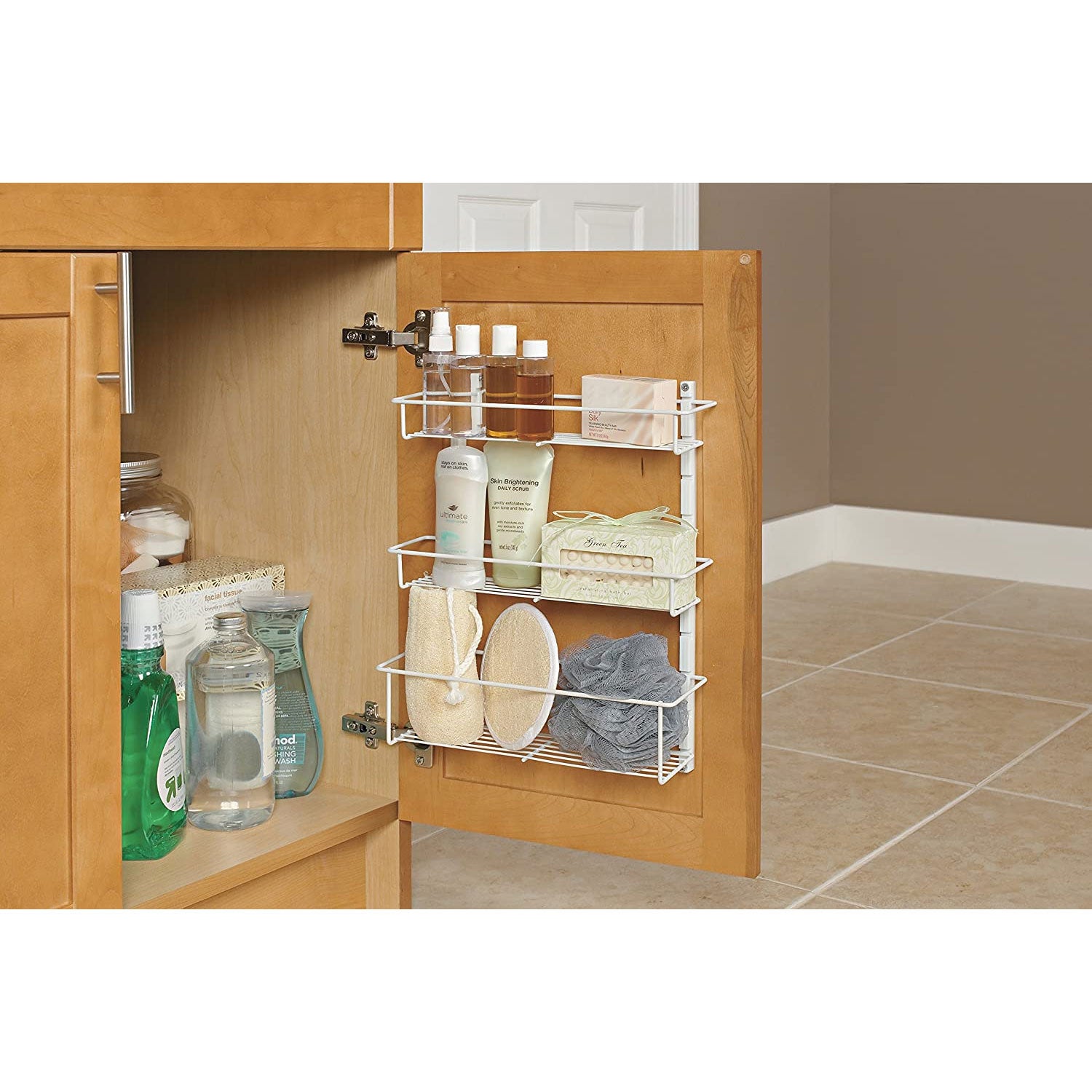 ClosetMaid Adjustable 3 Shelf Spice Rack for Cabinet/Wall Mount, White (2 Pack) - VMInnovations