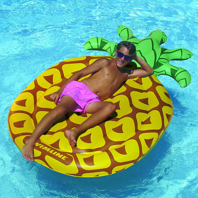 Swimline Jumbo 88" x 50" Tropical Pineapple Pool Float Island Lounger (Used)