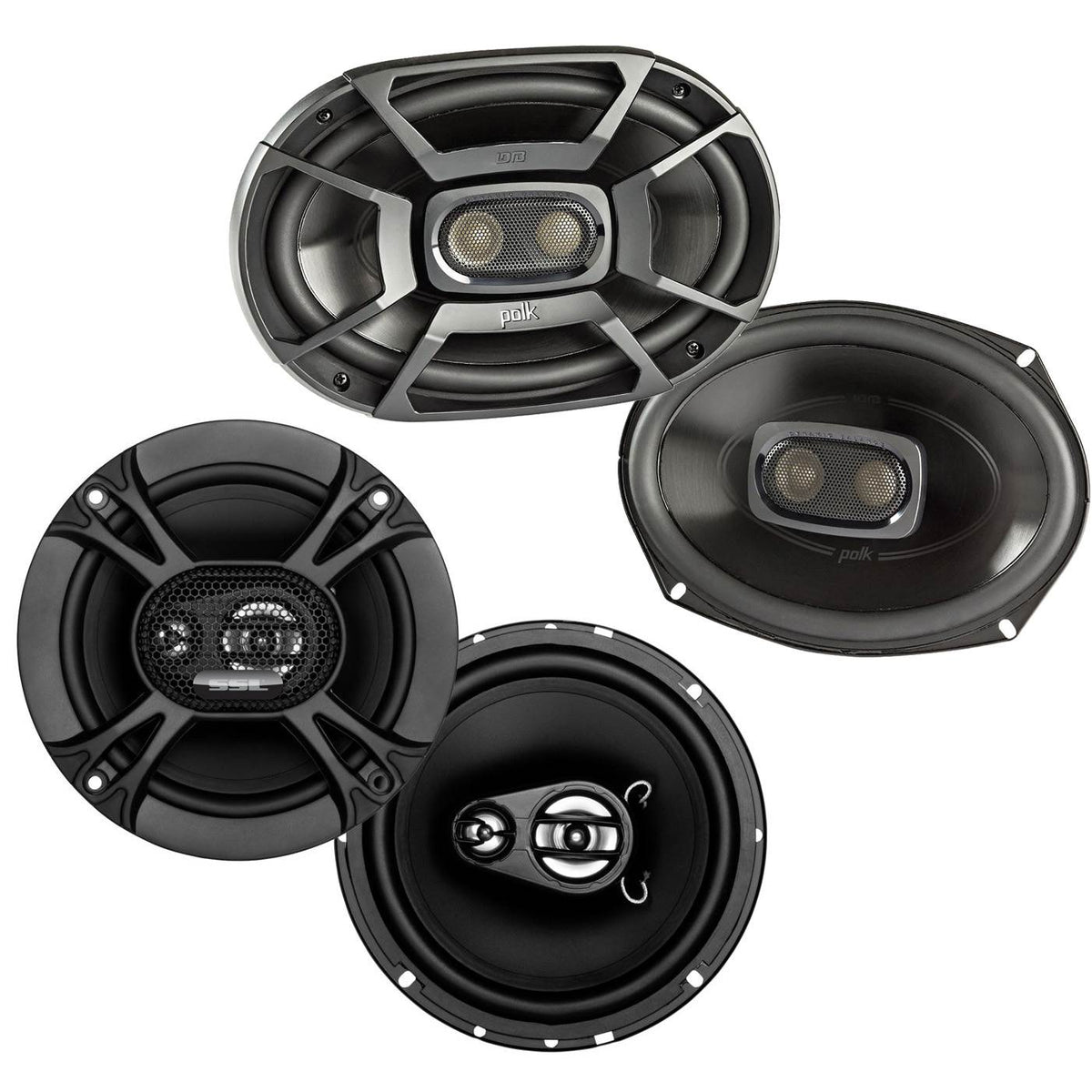 Polk 6x9" 450W 3-Way Marine Speakers + Soundstorm 6.5 Inch 150W Car Speakers