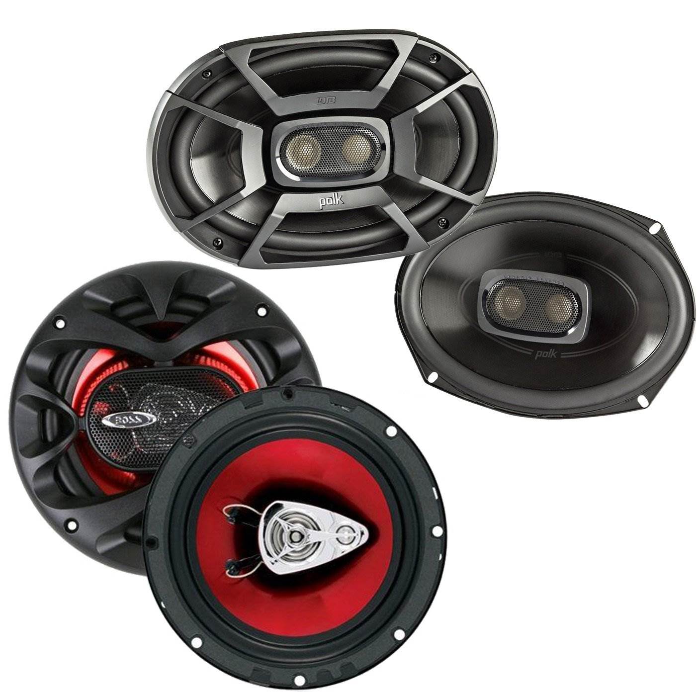 Polk 6x9" 450W 3-Way Marine Speakers + Boss 6.5 Inch 300 Watt 3-Way Car Speakers