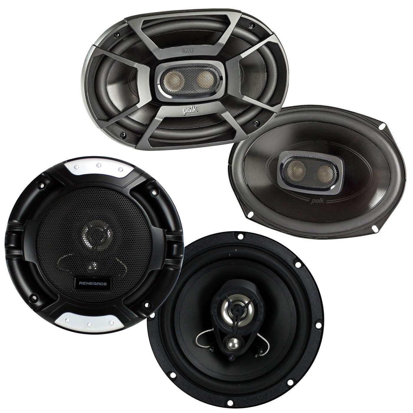 Polk 6x9 Inch 450W 3 Way Marine Speakers + Renegade 6.5" 200W 3-Way Car Speakers