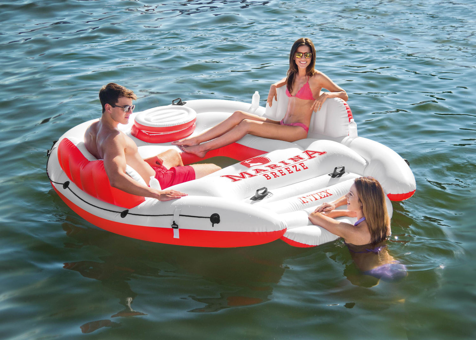 Intex Inflatable Marina Breeze Island Lake Raft with Built-In Cooler | 56296CA - VMInnovations