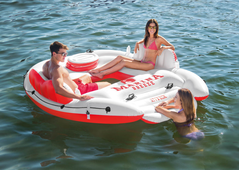 Intex Inflatable Marina Breeze Island Lake Raft with Built-In Cooler | 56296CA