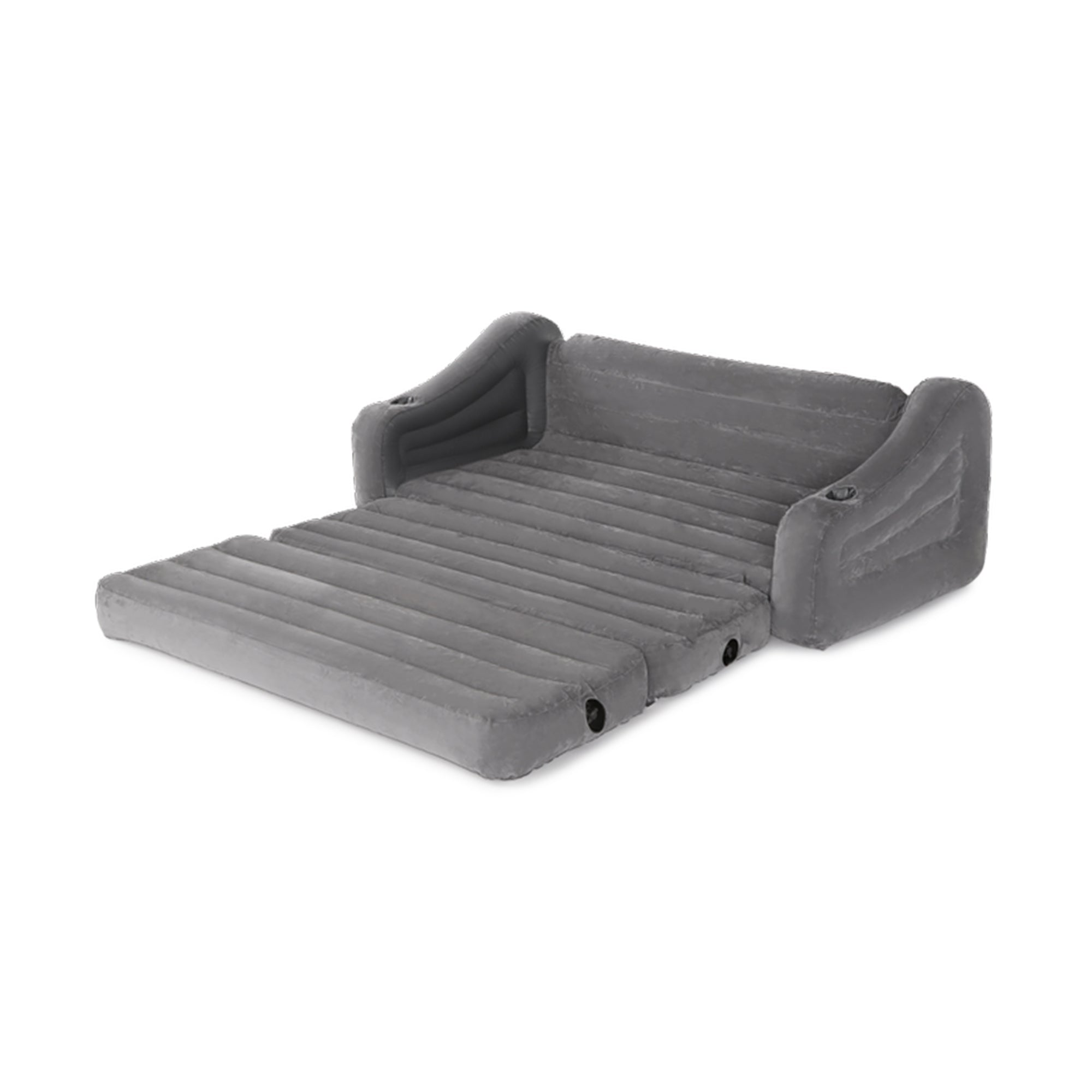 Intex 68566VM Inflatable 2 In 1 Pull Out Sofa Couch and Air Mattress Futon, Gray