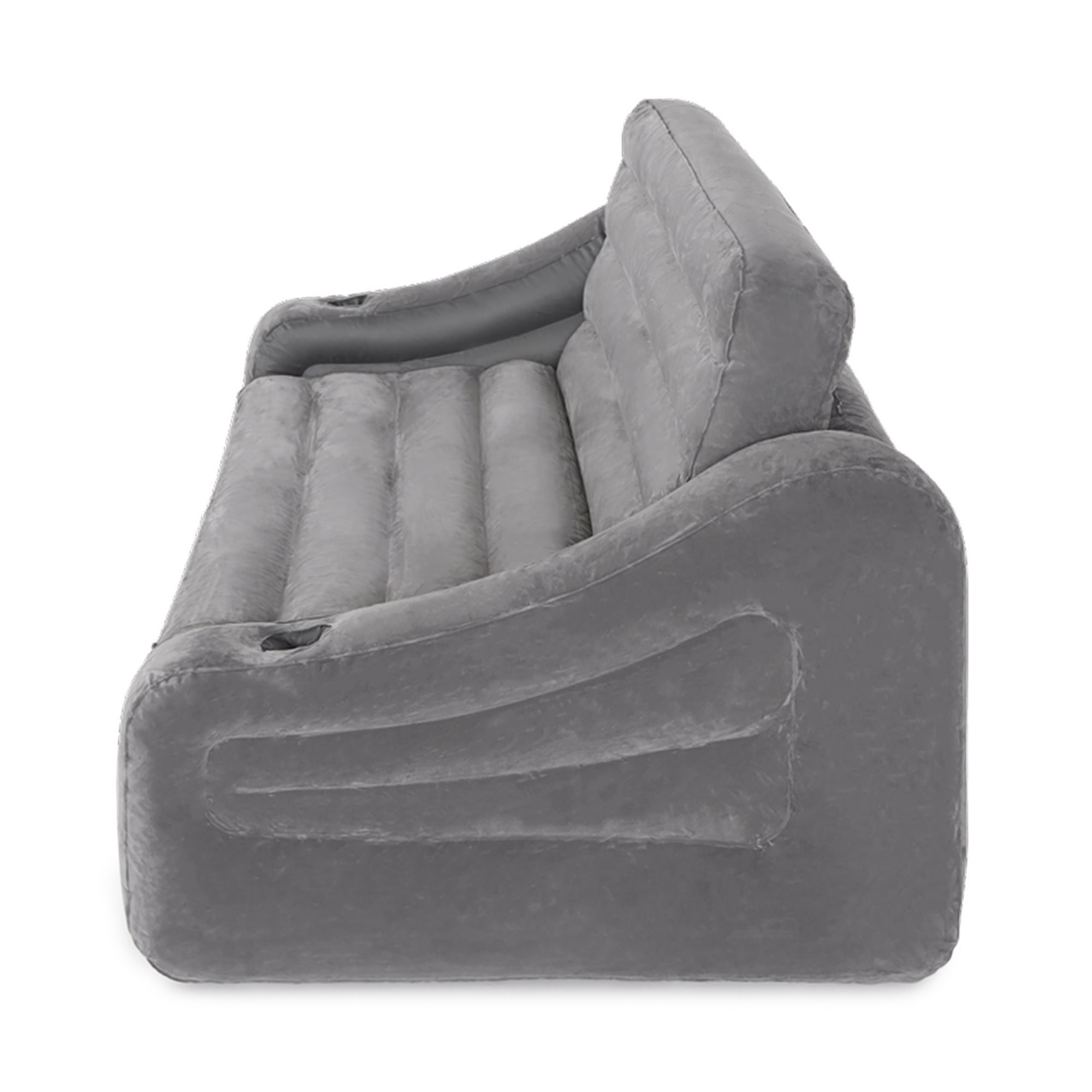 Intex 68566VM Inflatable 2 In 1 Pull Out Sofa Couch and Air Mattress Futon, Gray
