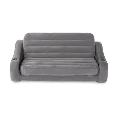 Intex Inflatable 2-In-1 Pull-Out Sofa and Queen Air Mattress Futon, Gray (Used)