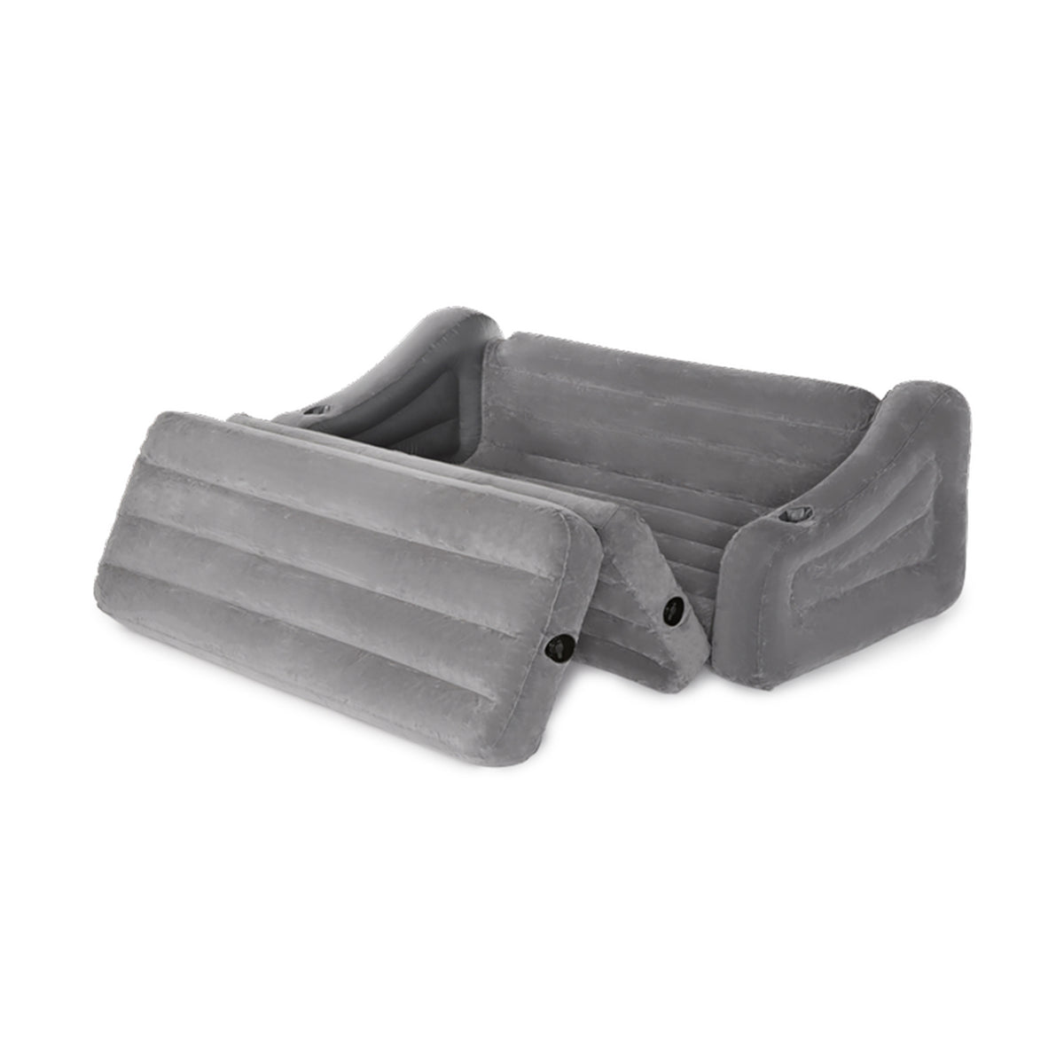 Intex 68566VM Inflatable 2 In 1 Pull Out Sofa Couch and Air Mattress Futon, Gray