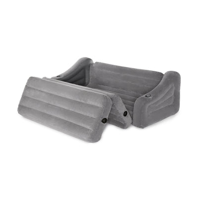 Intex 68566VM Inflatable 2 In 1 Pull Out Sofa Couch and Air Mattress Futon, Gray