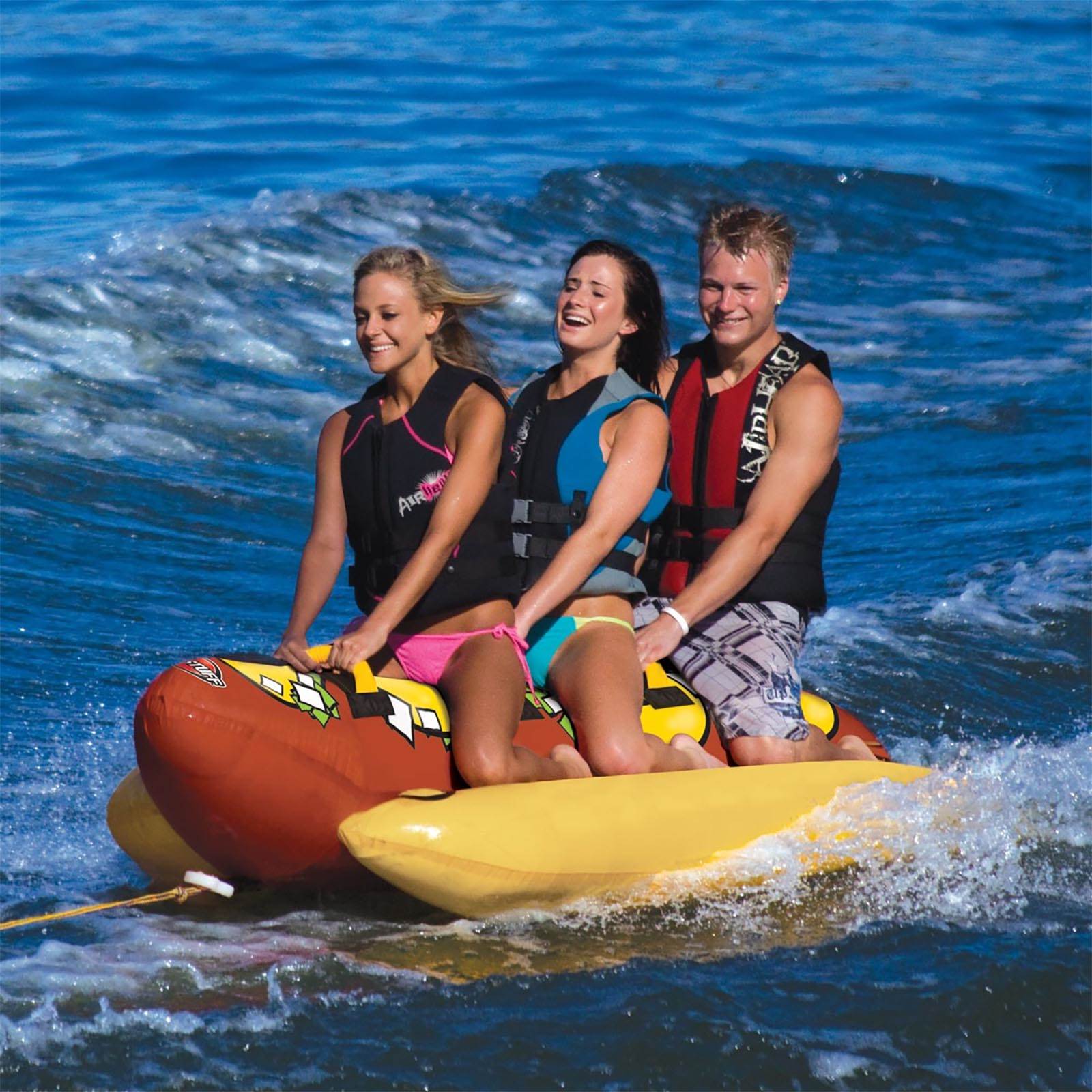 Sportsstuff Hot Dog 3 Person Inflatable Boat Lake Water Towable Tube | 53-3060 - VMInnovations