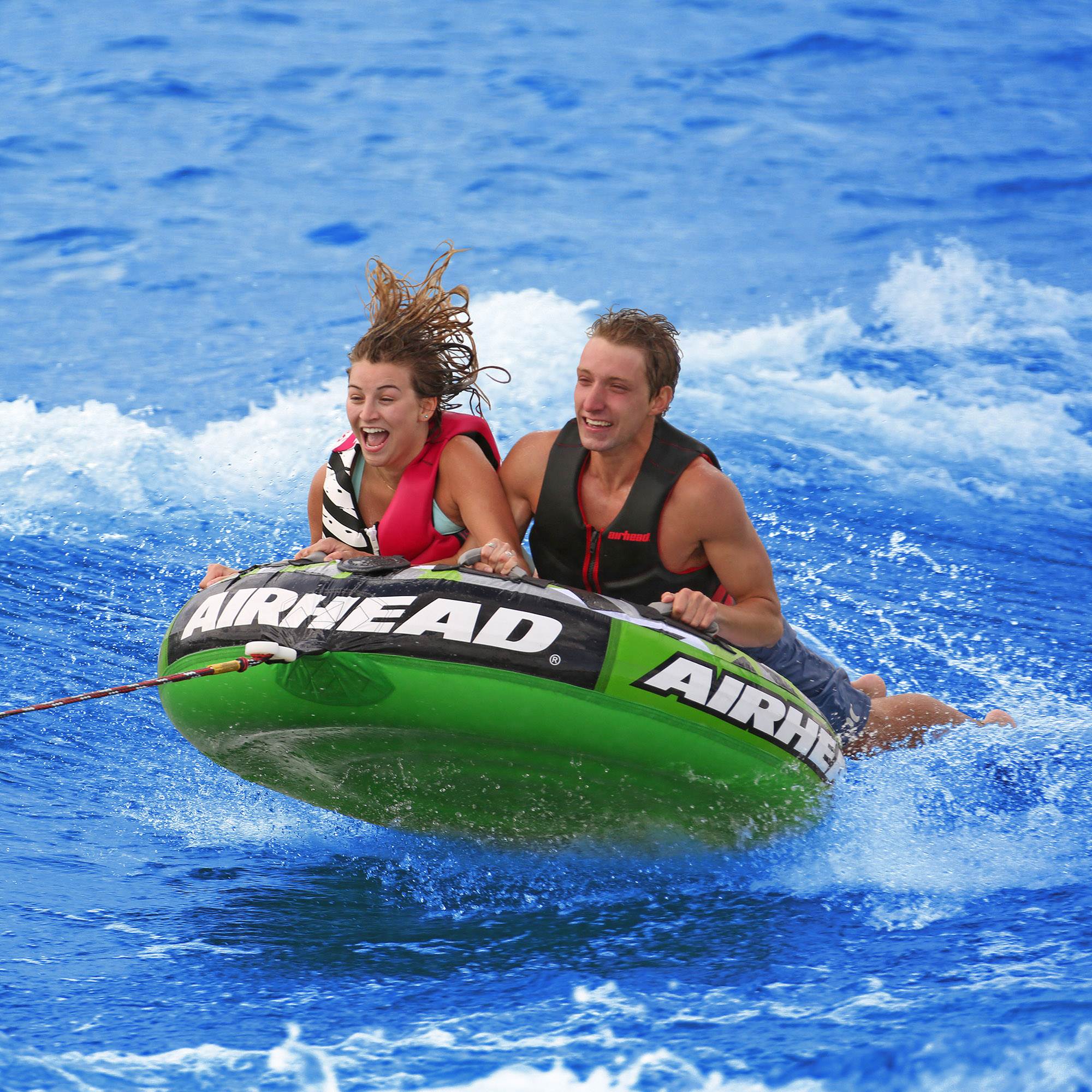 Airhead Slice Inflatable Double Rider Towable Lake Tube Water Raft (Used)