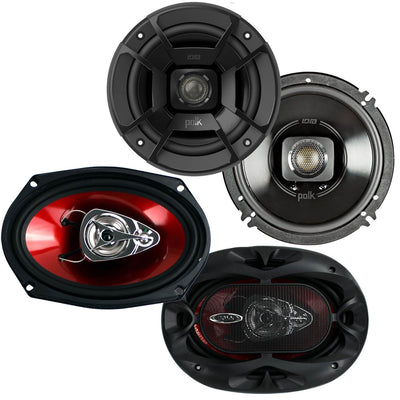 Polk Audio 6.5" 300W 2 Way Marine Speakers + Boss 6x9" 3 Way 400W Car Speakers