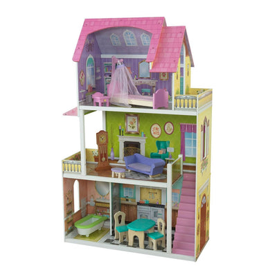 KidKraft Florence 3-Floor Wooden Dollhouse with Furniture + Wooden Doll Family