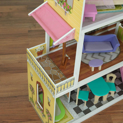 KidKraft Florence 3-Floor Wooden Dollhouse with Furniture + Wooden Doll Family
