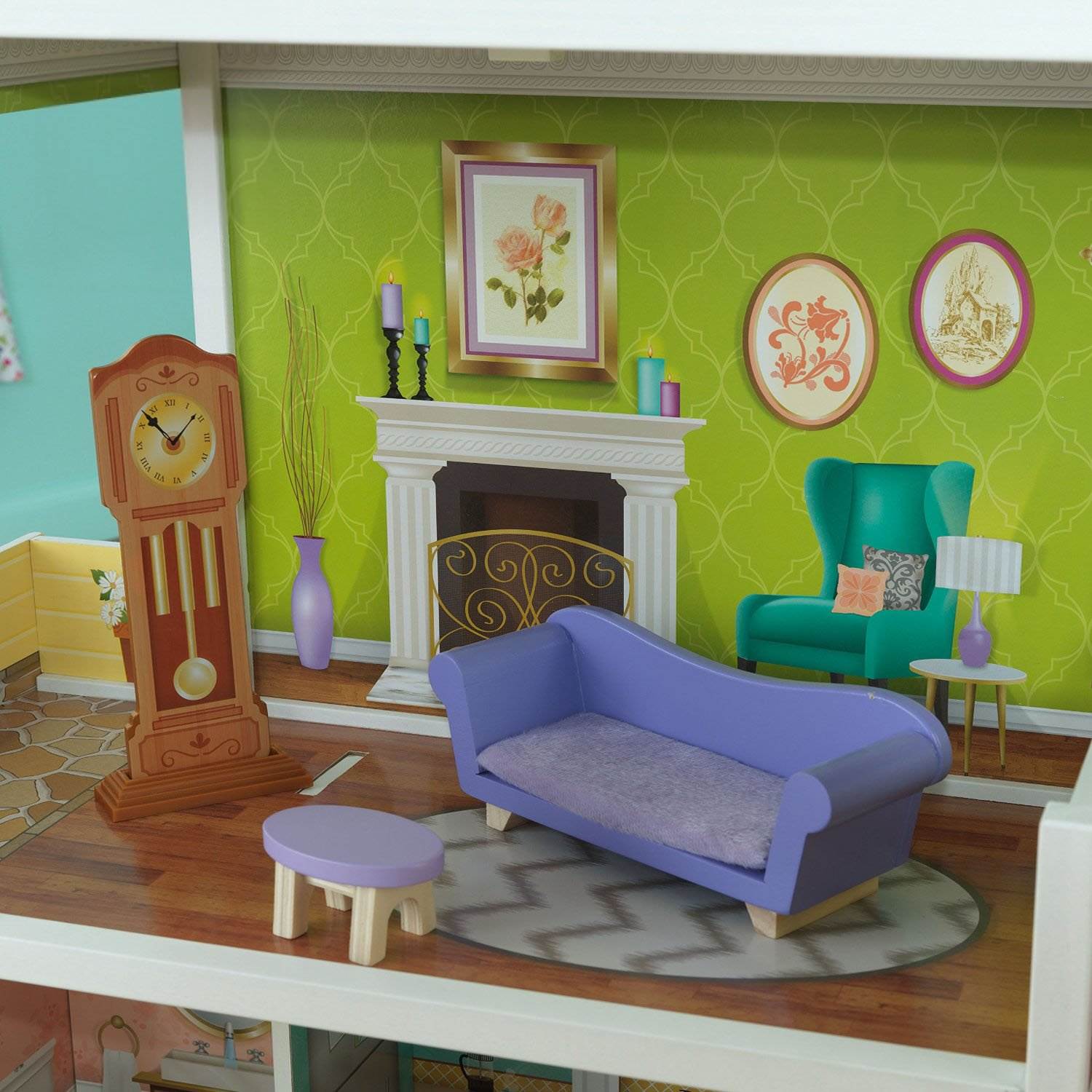 KidKraft Florence 3-Floor Wooden Dollhouse with Furniture + Wooden Doll Family