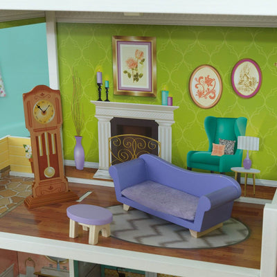 KidKraft Florence 3-Floor Wooden Dollhouse with Furniture + Wooden Doll Family