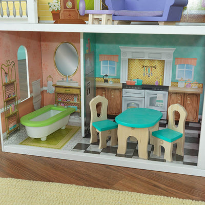 KidKraft Florence 3-Floor Wooden Dollhouse with Furniture + Wooden Doll Family