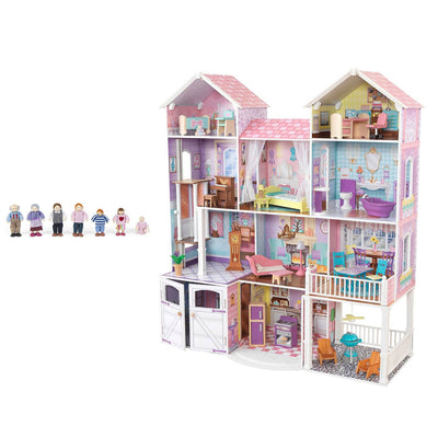 KidKraft Country Estates Wooden Play Dollhouse with Furniture + Doll Family