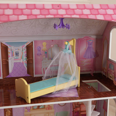 KidKraft Penelope Soft Pastel Wooden Play Dollhouse with Furniture + Doll Family