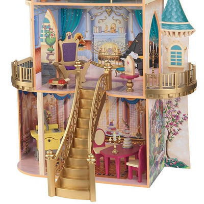 KidKraft Belle's Enchanted 3 Floor Wooden Pretend Play Dollhouse + Doll Family