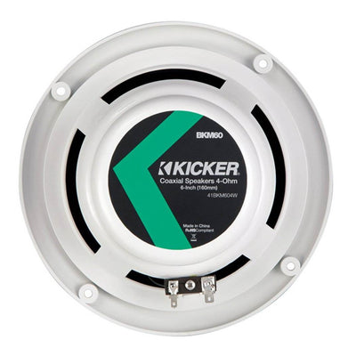 Kicker 6.5 Inch 150W Marine Speakers (2 Pack) + 3 Inch Bluetooth Boat Receiver