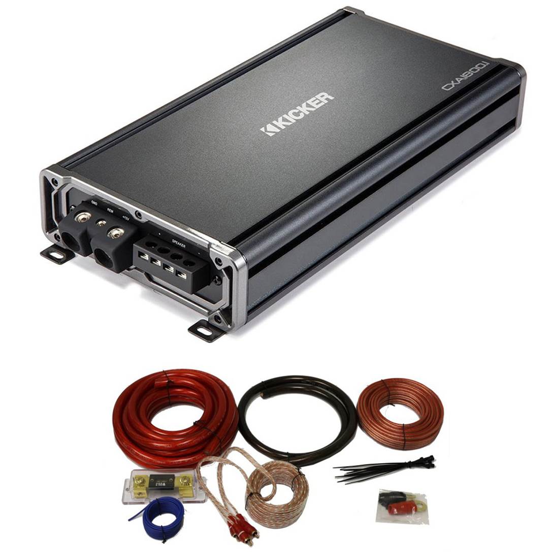 Kicker CX Series 1800W Mono Class D Mosfet Car Amplifier + 0 Gauge Wiring Kit