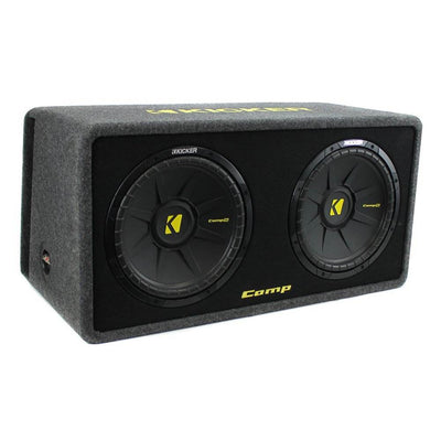 Kicker 10in. 1200W Dual Loaded Subwoofer Enclosure + 1500W Amplifier + Wire Kit