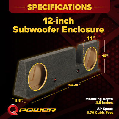 QPower Ford F150 Xcab or Super Crew Dual 12" Subwoofer Box Enclosure (Used)