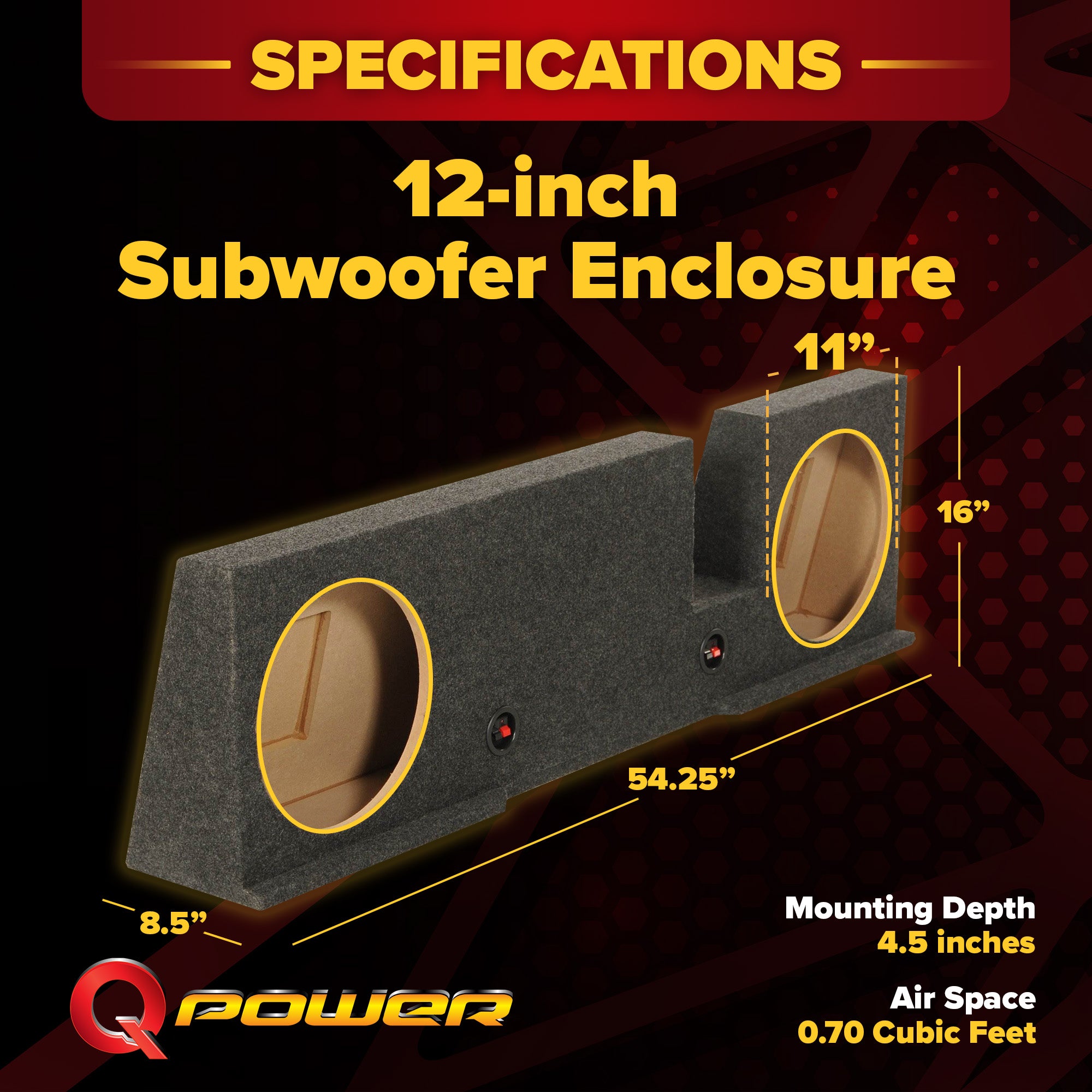QPower Dual 12" Subwoofer Enclosure, Sub Box for Ford F-150 SuperCrew 2004-2008