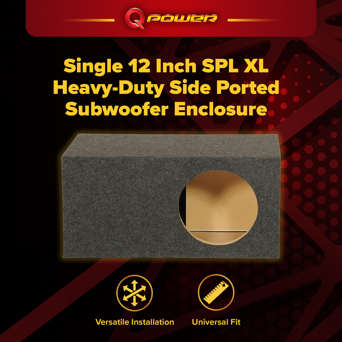 Q Power Single 12 Inch XL Heavy-Duty Side Ported Subwoofer Enclosure (Open Box)