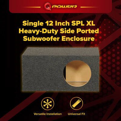 Q Power Single 12 Inch XL Heavy-Duty Side Ported Subwoofer Enclosure (Open Box)