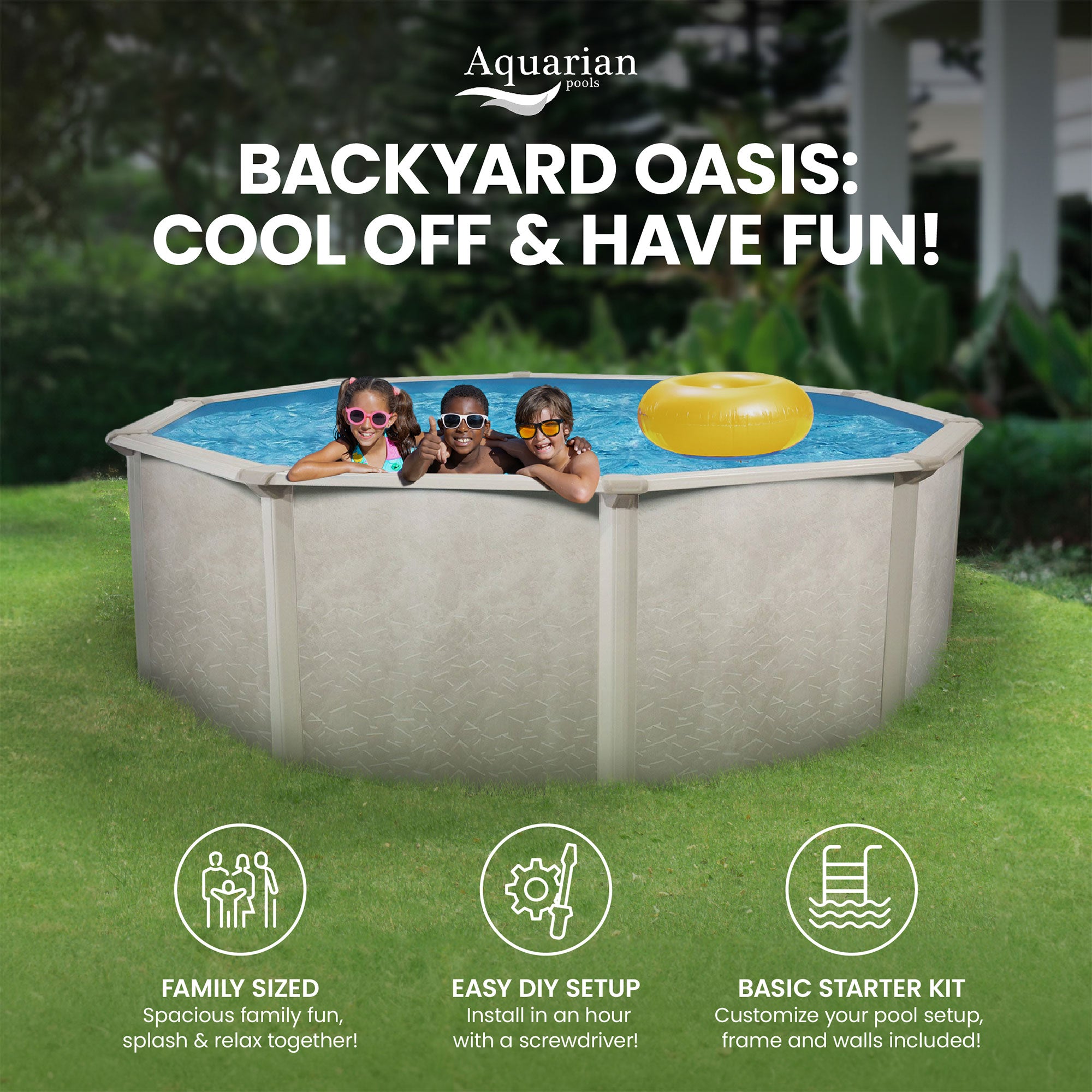 Aquarian Phoenix 18'x52" Round Steel Frame Above Ground Swimming Pool w/o Liner - VMInnovations