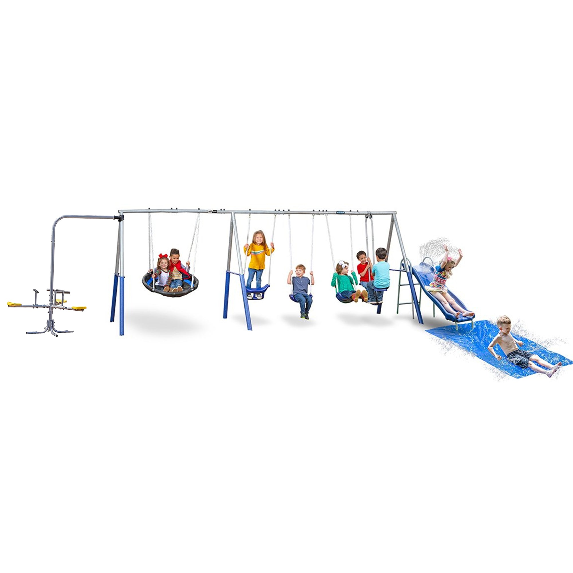 XDP Recreation Fun Always Outdoor Playground, Water Slide & Triple Fun Go Round