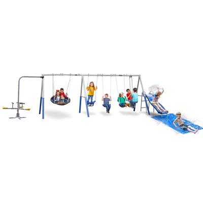 XDP Recreation Fun Always Outdoor Playground, Water Slide & Triple Fun Go Round