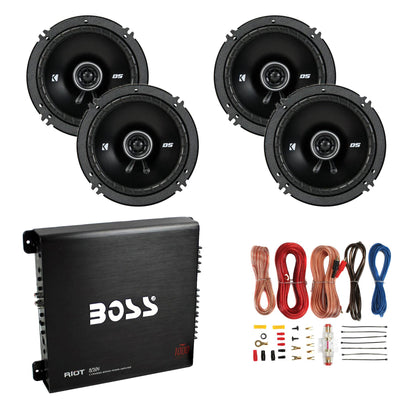 Kicker 6.5" 240W Car Speakers (2 Pairs) + Boss 1000W Amplifier + 8 Gauge Wiring