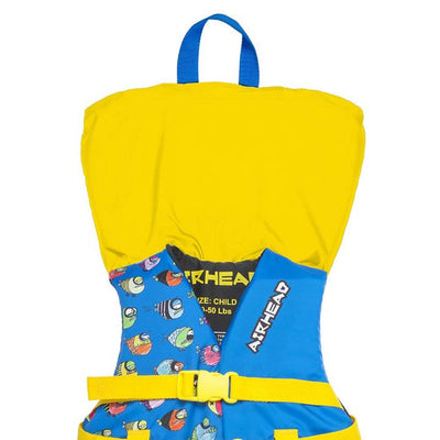 Airhead Crayon Fish Kids 30-50 Lb Open-Sided Blue Childrens Life Vest (Open Box)