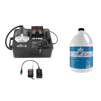 Chauvet Geyser P4 Fog Machine with Remote + Chauvet Fog Juice Fluid, 1 Gallon