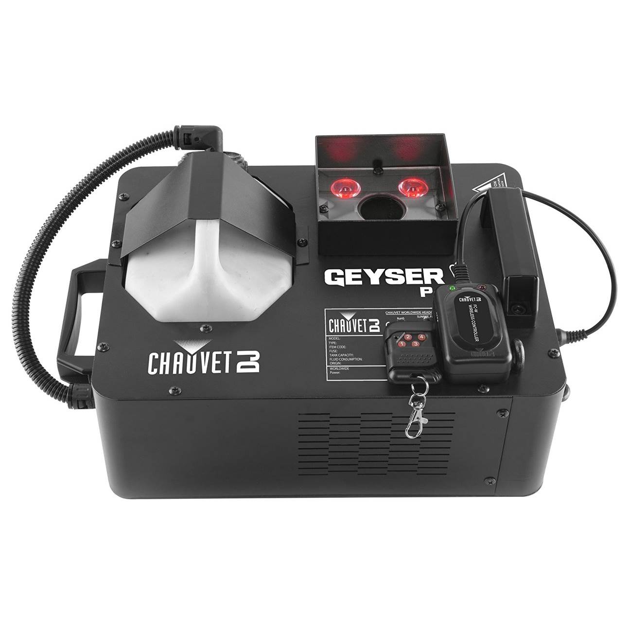 Chauvet Geyser P4 Fog Machine with Remote + Chauvet Fog Juice Fluid, 2 Gallons