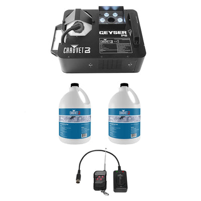 Chauvet Geyser P6 Fog Machine With Remote + Chauvet Fog Juice Fluid, 2 Gallons