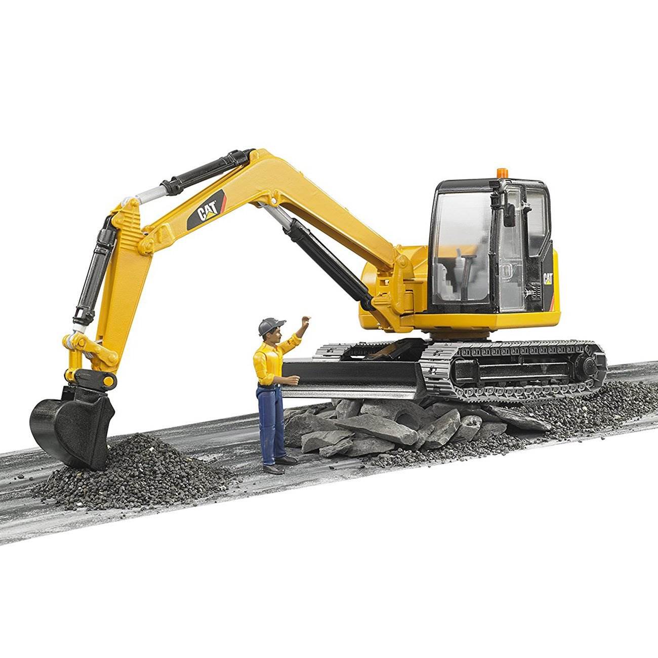 Bruder Toys Caterpillar Mini Excavator with Working Arm and Worker (Open Box)