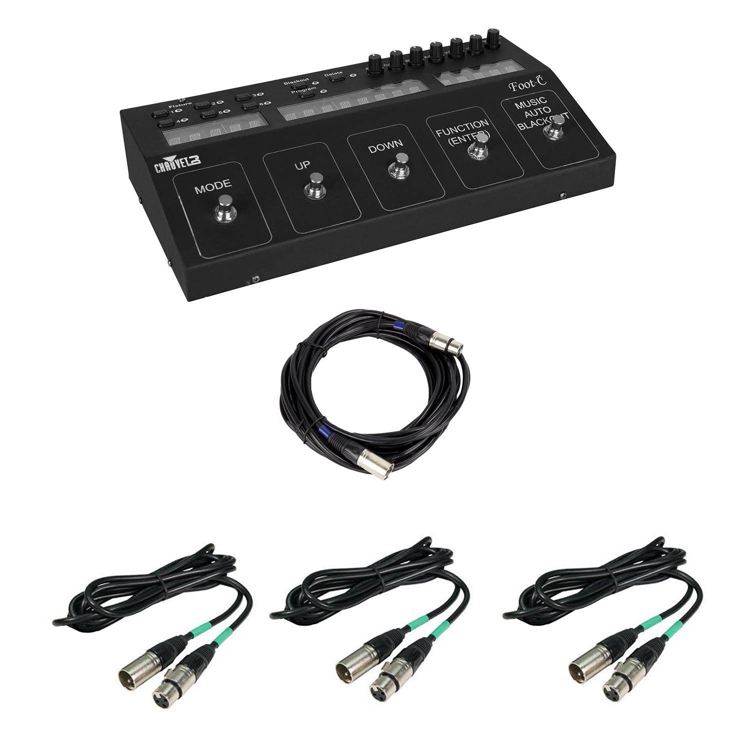 Chauvet DJ Foot-C 36-Channel DMX Controller + 25' DMX Cable + 10' DMX Cables (3)
