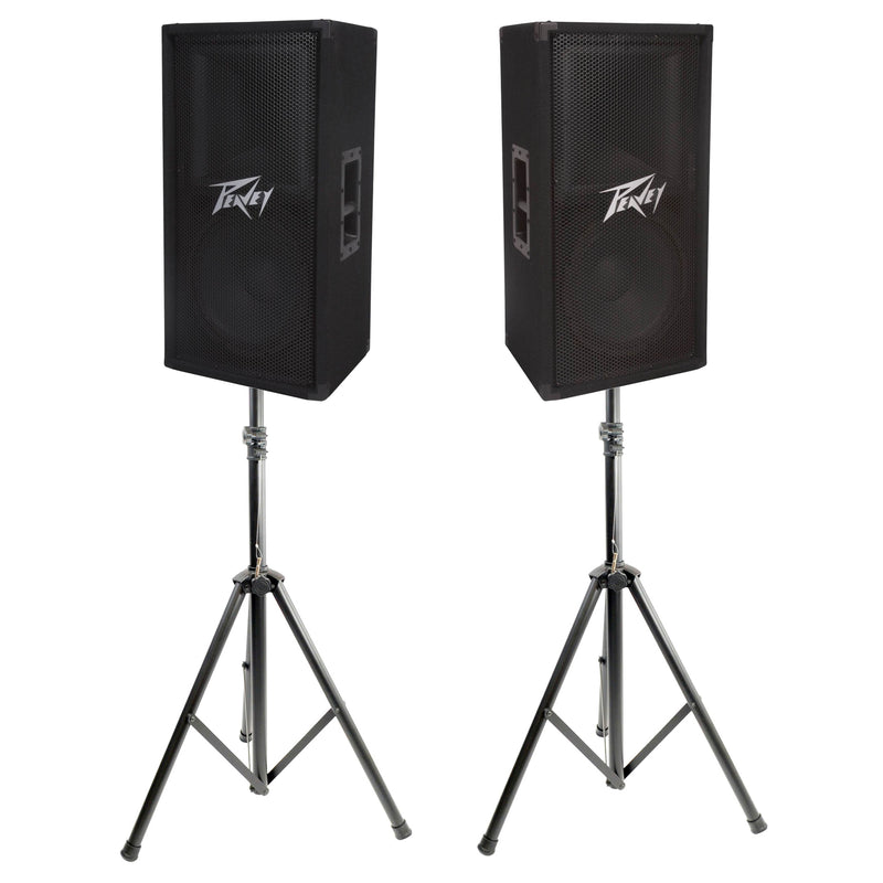 Peavey PV 112 12" 2-Way Pro DJ Live Sound Speaker (2) + Pyle 6&