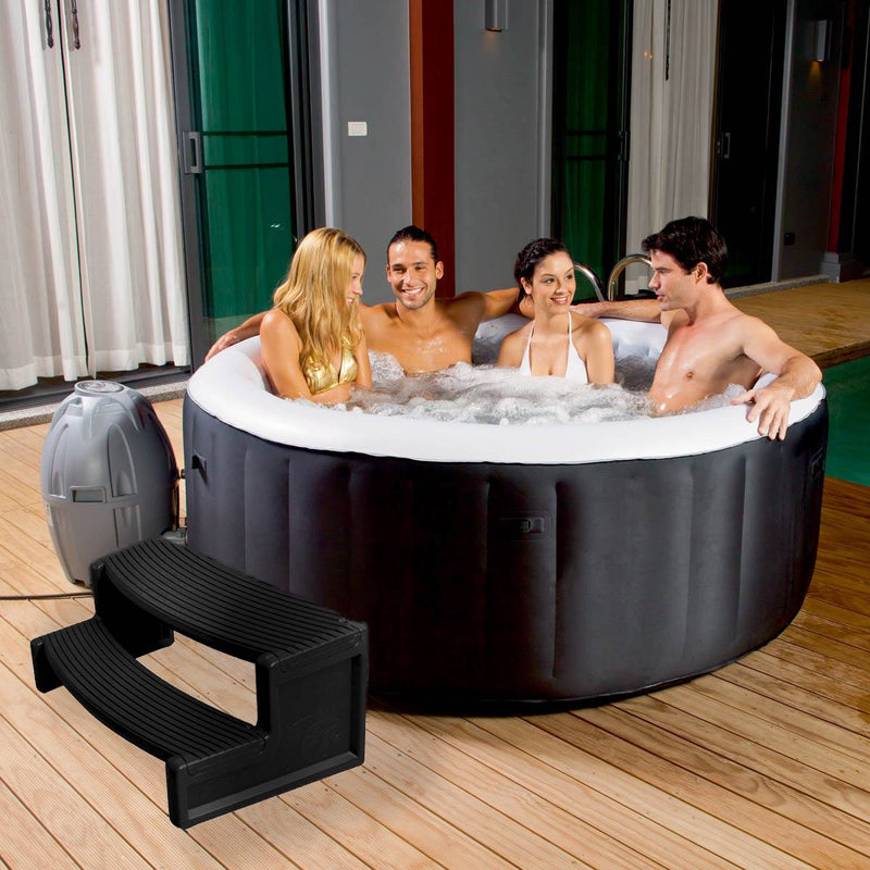 Confer Plastics Handi-Step Spa Hot Tub Stairs for Straight & Curved Spas, Black