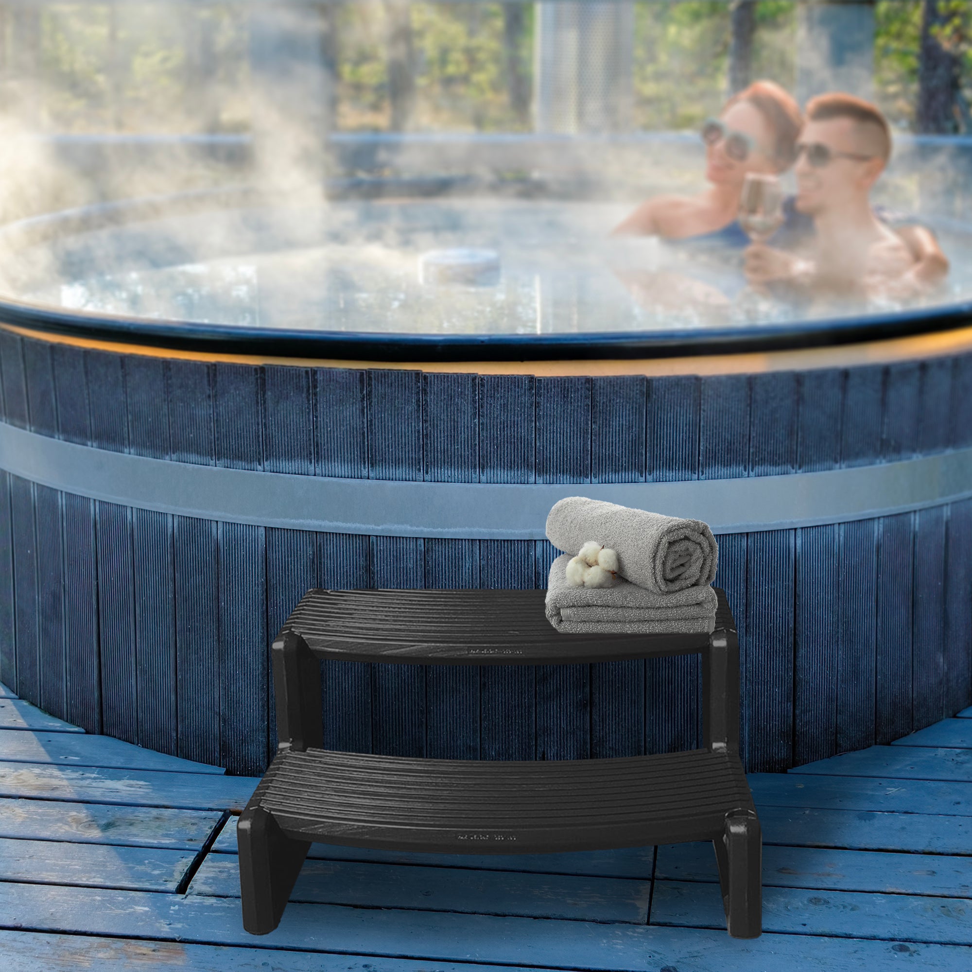 Confer Plastics Hot Tub Handi-Step for Straight and Curved Spa, Black (Open Box) - VMInnovations