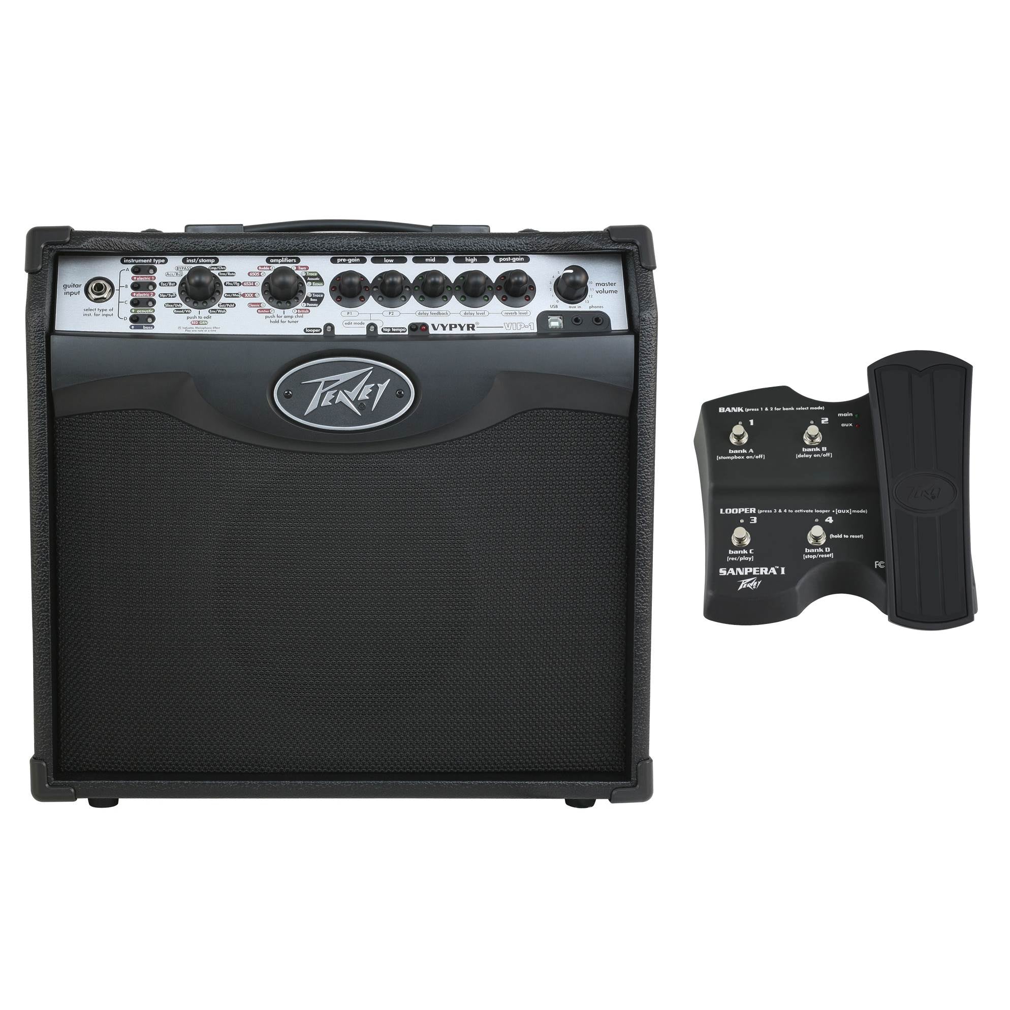 Peavey Vypyr VIP 1 20 Watt Combo Amplifier Amp + Sanpera I Pedal Controller